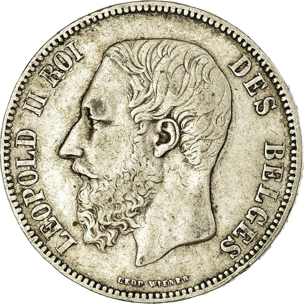 Coin, Belgium, Leopold II, 5 Francs, 5 Frank, 1867, EF(40-45), Silver, KM:24