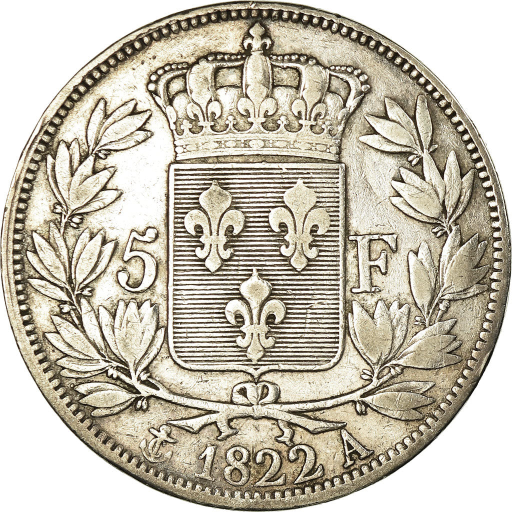Coin, France, Louis XVIII, 5 Francs, 1822, Paris, EF(40-45), KM 711.1