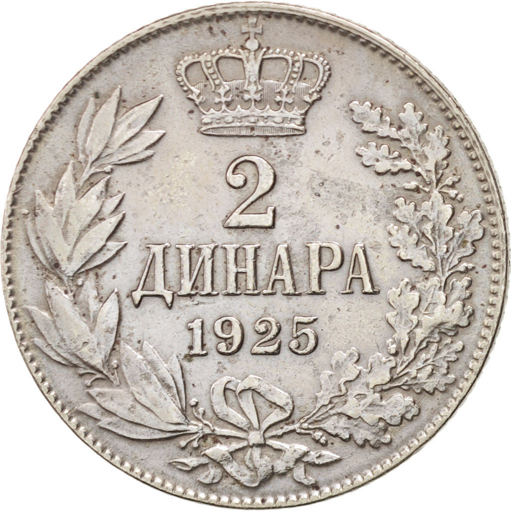 Coin, Yugoslavia, Alexander I, 2 Dinara, 1925, EF(40-45), Nickel-Bronze, KM:6