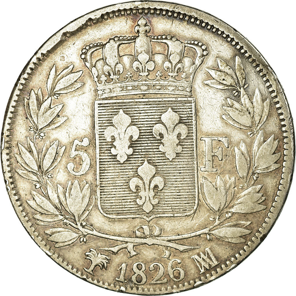 Munten, Frankrijk, Charles X, 5 Francs, 1826, Marseille, FR+, Zilver, KM:720.10