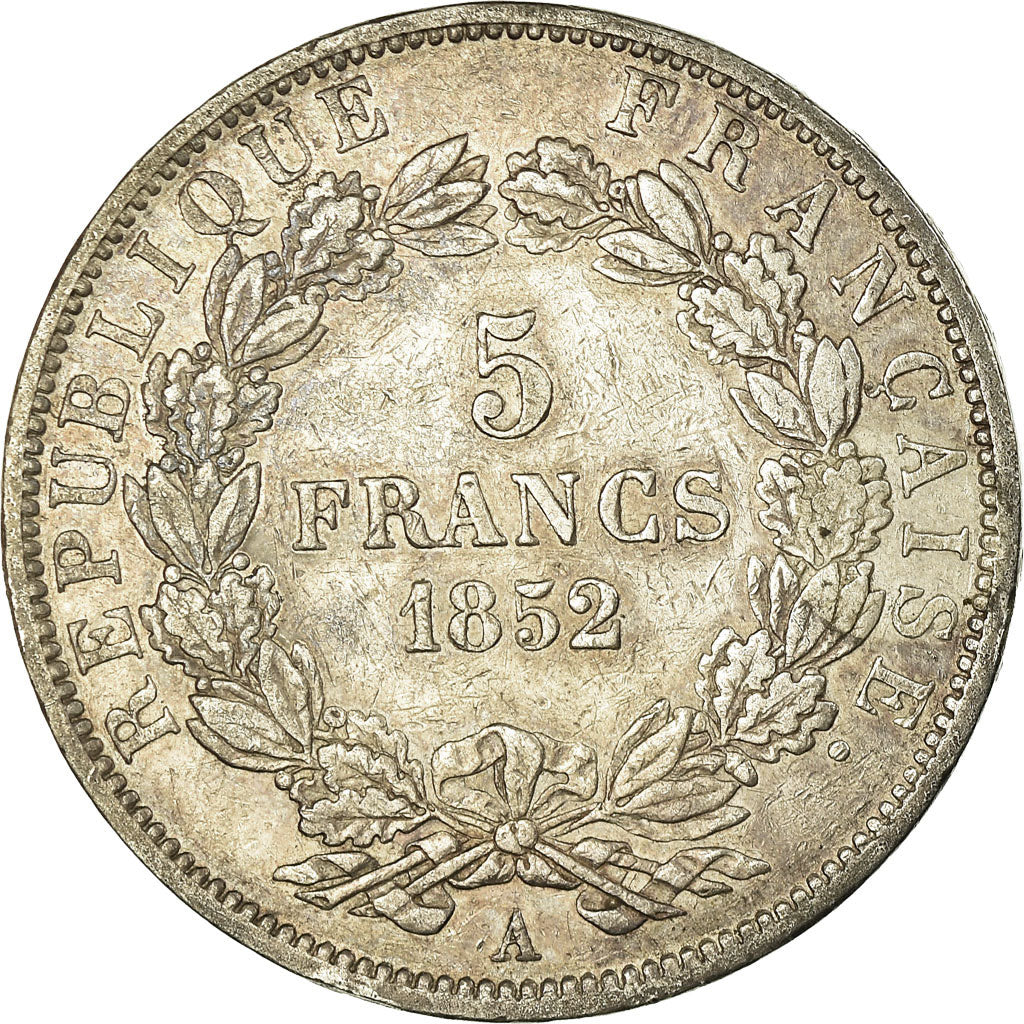 Coin, France, Napoléon III, 5 Francs, 1852, Paris, EF(40-45), Silver, KM:773.1