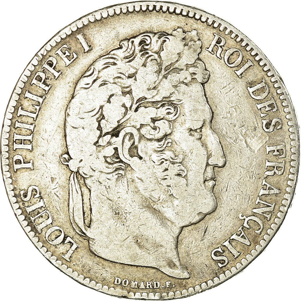 Moneta, Francia, Louis-Philippe, 5 Francs, 1836, Bordeaux, MB+, Argento
