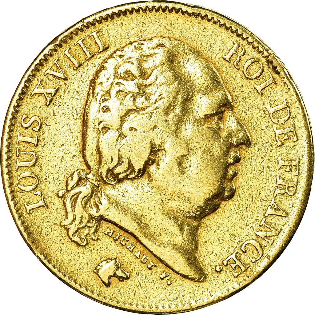 Coin, France, Louis XVIII, 40 Francs, 1816, Lille, VF(30-35), Gold, KM 713.6