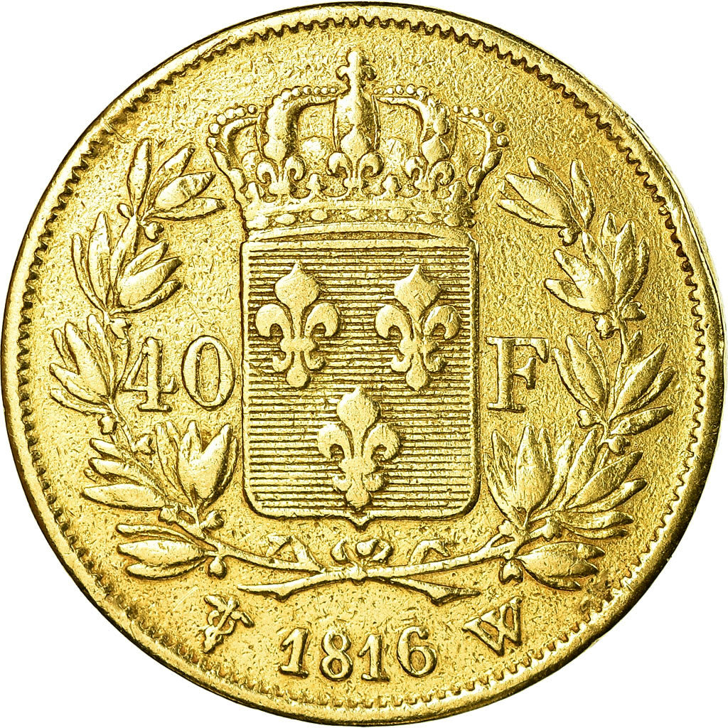 Coin, France, Louis XVIII, 40 Francs, 1816, Lille, VF(30-35), Gold, KM 713.6