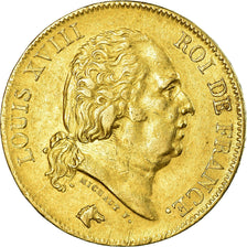 Coin, France, Louis XVIII, 40 Francs, 1818, Lille, AU(50-53), Gold, KM 713.6