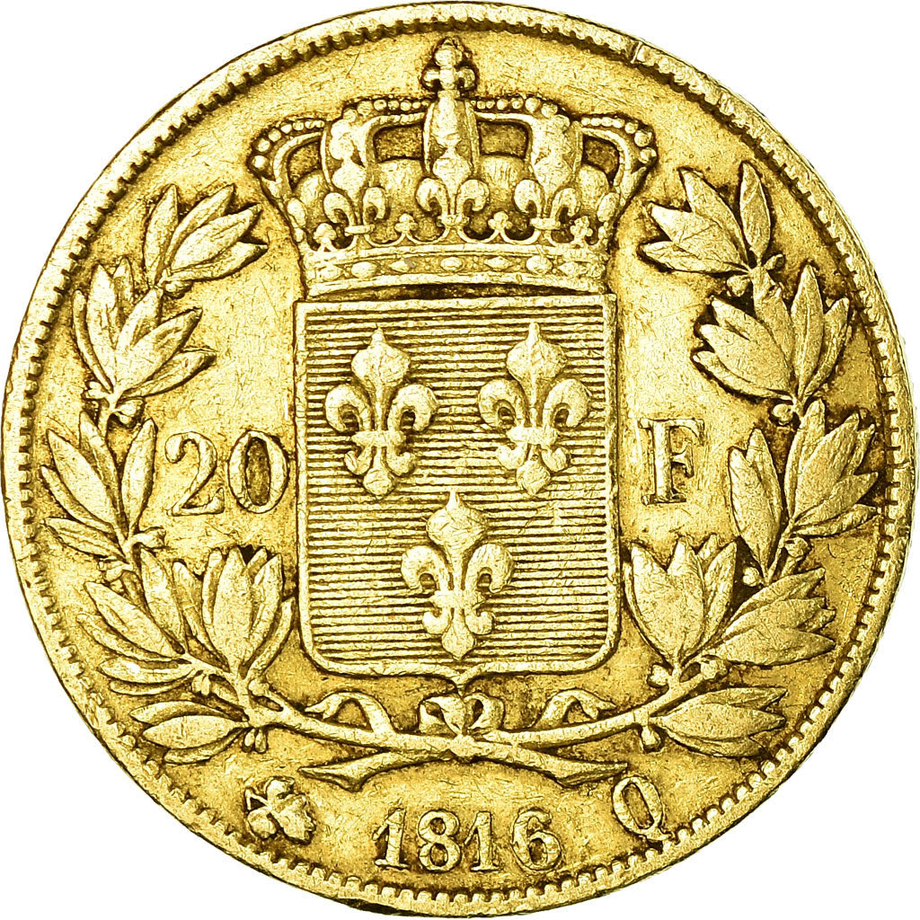 Munten, Frankrijk, Louis XVIII, 20 Francs, 1816, Perpignan, FR+, Goud
