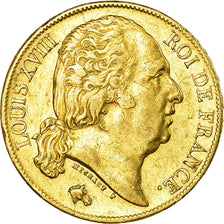 Moeda, França, Louis XVIII, 20 Francs, 1819, Paris, AU(50-53), Gold