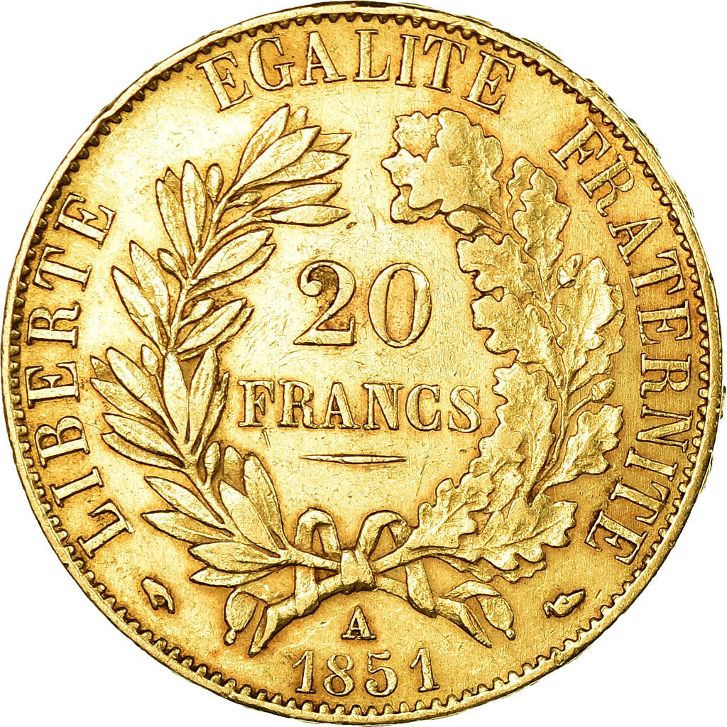 Coin, France, Cérès, 20 Francs, 1851, Paris, AU(50-53), Gold, KM:762