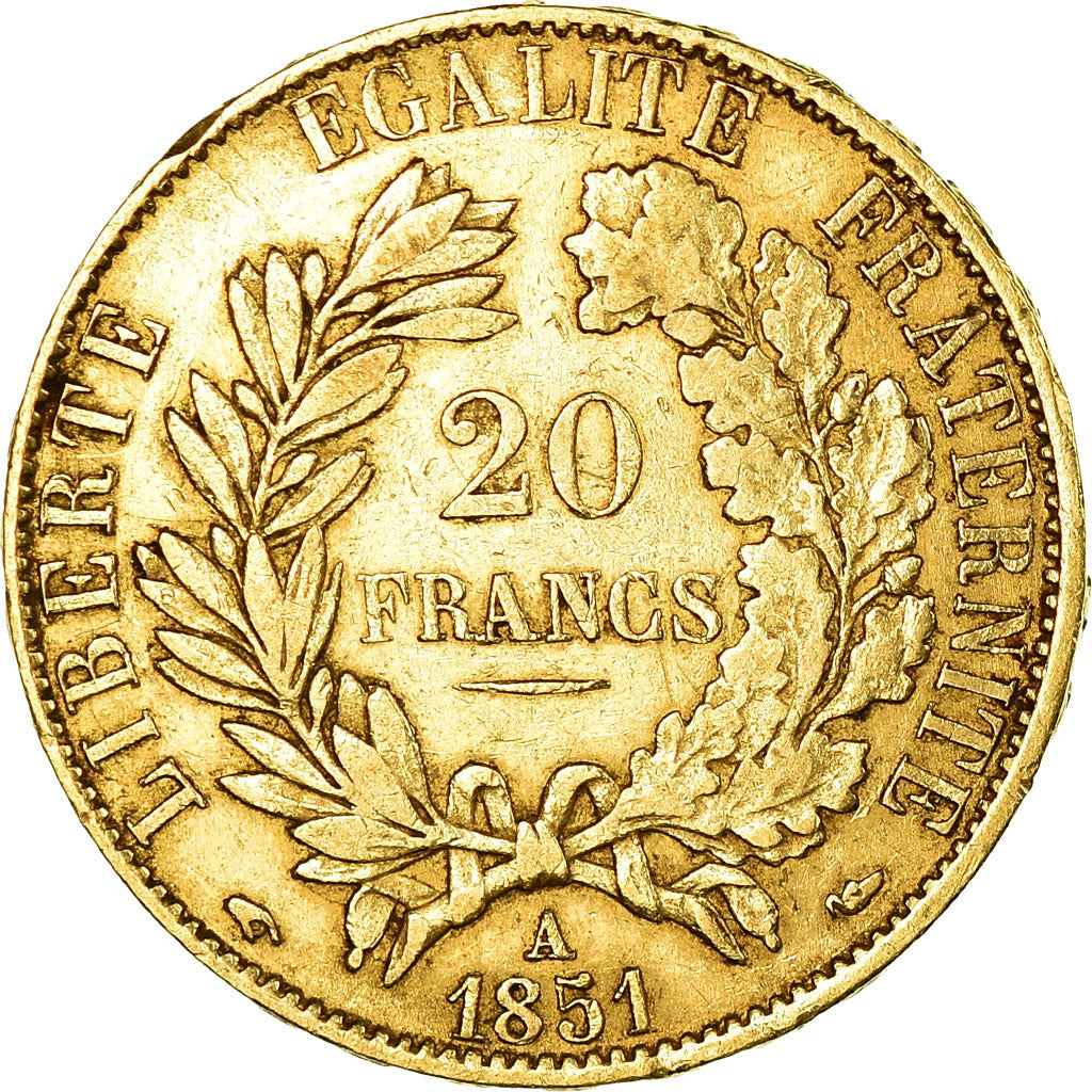 Coin, France, Cérès, 20 Francs, 1851, Paris, AU(50-53), Gold, KM:762