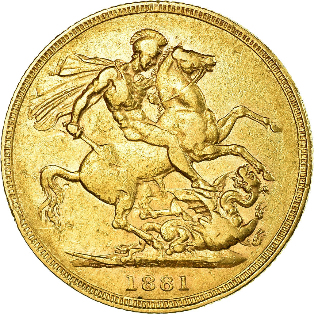Coin, Australia, Victoria, Sovereign, 1881, Melbourne, EF(40-45), Gold, KM:7