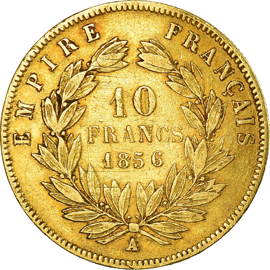 Coin, France, Napoleon III, 10 Francs, 1856, Paris, VF(30-35), Gold, KM 784.3