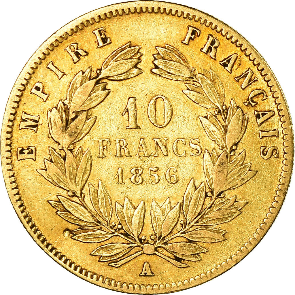 Coin, France, Napoleon III, 10 Francs,1856, Paris, VF(30-35), Gold, KM 784.3