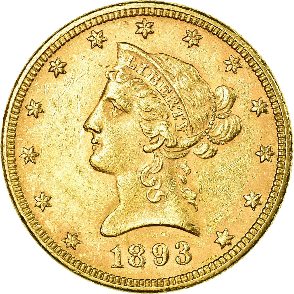 Moneda, Estados Unidos, Coronet Head, $10, 1893,Philadelphia, MBC+, Oro