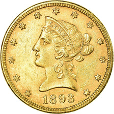 Moneda, Estados Unidos, Coronet Head, $10, 1893,Philadelphia, MBC+, Oro
