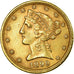 Moneda, Estados Unidos, Coronet Head, $5, 1899, Philadelphia, MBC+, Oro