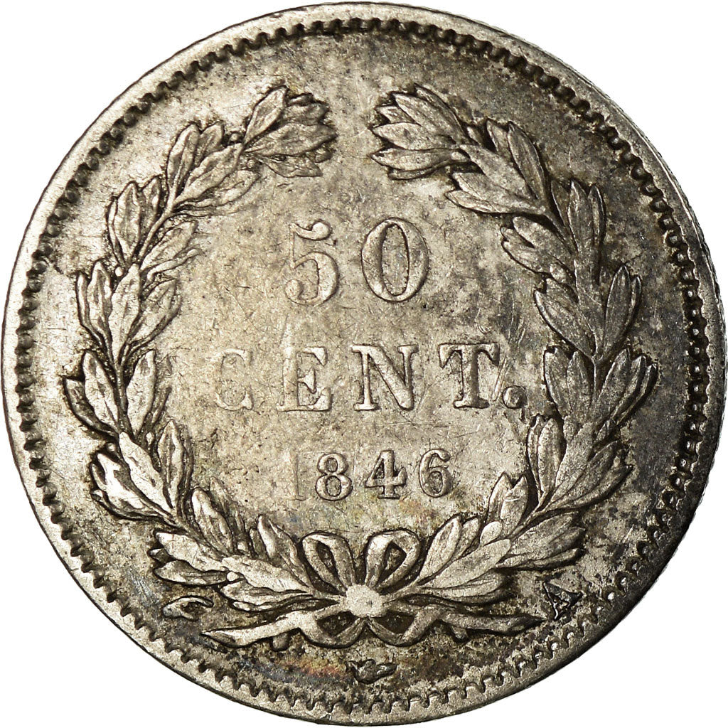 Moneda, Francia, Louis-Philippe, 50 Centimes, 1846, Paris, BC+, Plata, KM:768.1