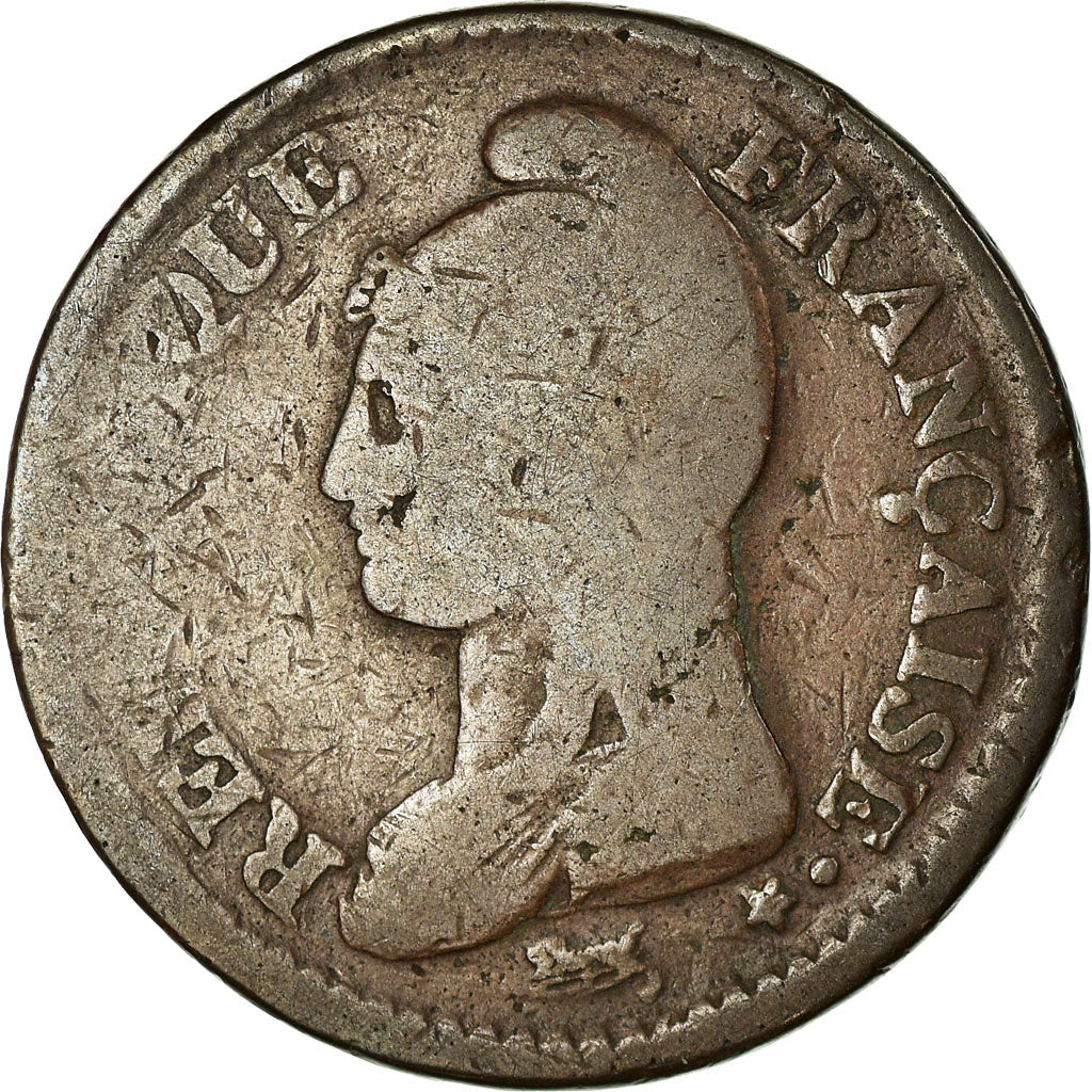 Moneda, Francia, Dupré, Decime, AN 7, Lille, BC+, Bronce, KM:645.9, Gadoury:187