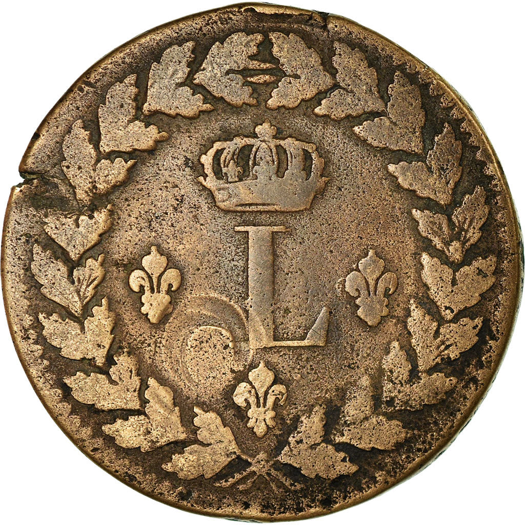 Münze, Frankreich, Louis XVIII, Decime, 1815, Strasbourg, S+, Bronze, KM:701