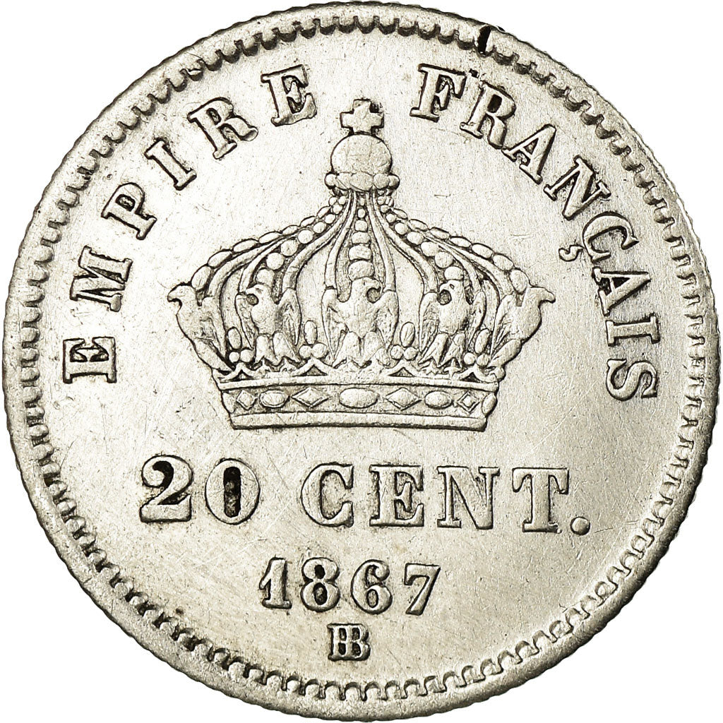 Munten, Frankrijk, Napoleon III, 20 Centimes, 1867, Strasbourg, ZF