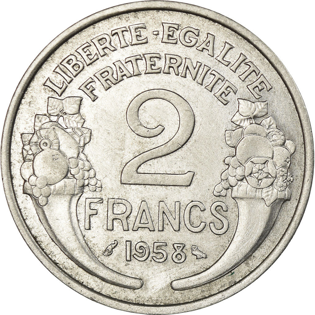Moneda, Francia, Morlon, 2 Francs, 1958, EBC, Aluminio, KM:886a.1, Gadoury:538b