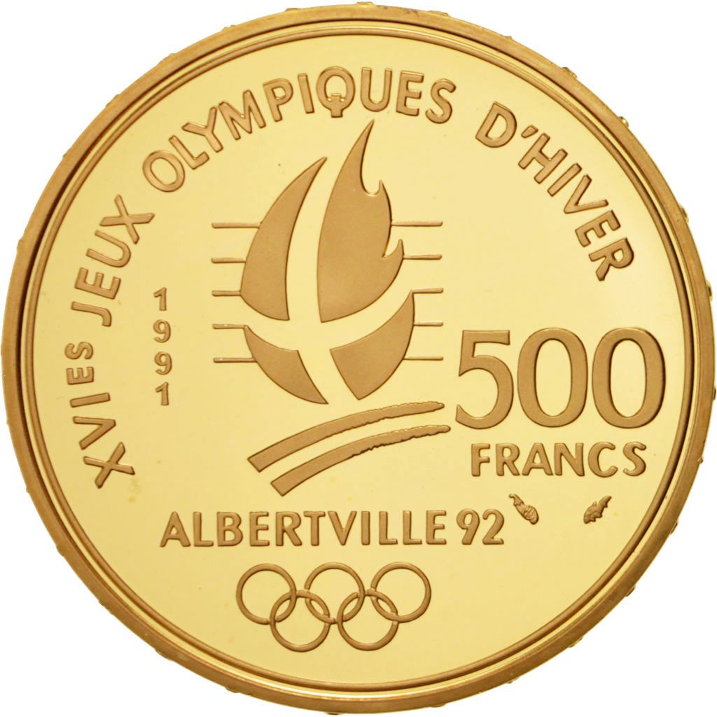 FRANCE, 500 Francs, 1992, Paris, KM #1000, MS(65-70), Gold, 17.00