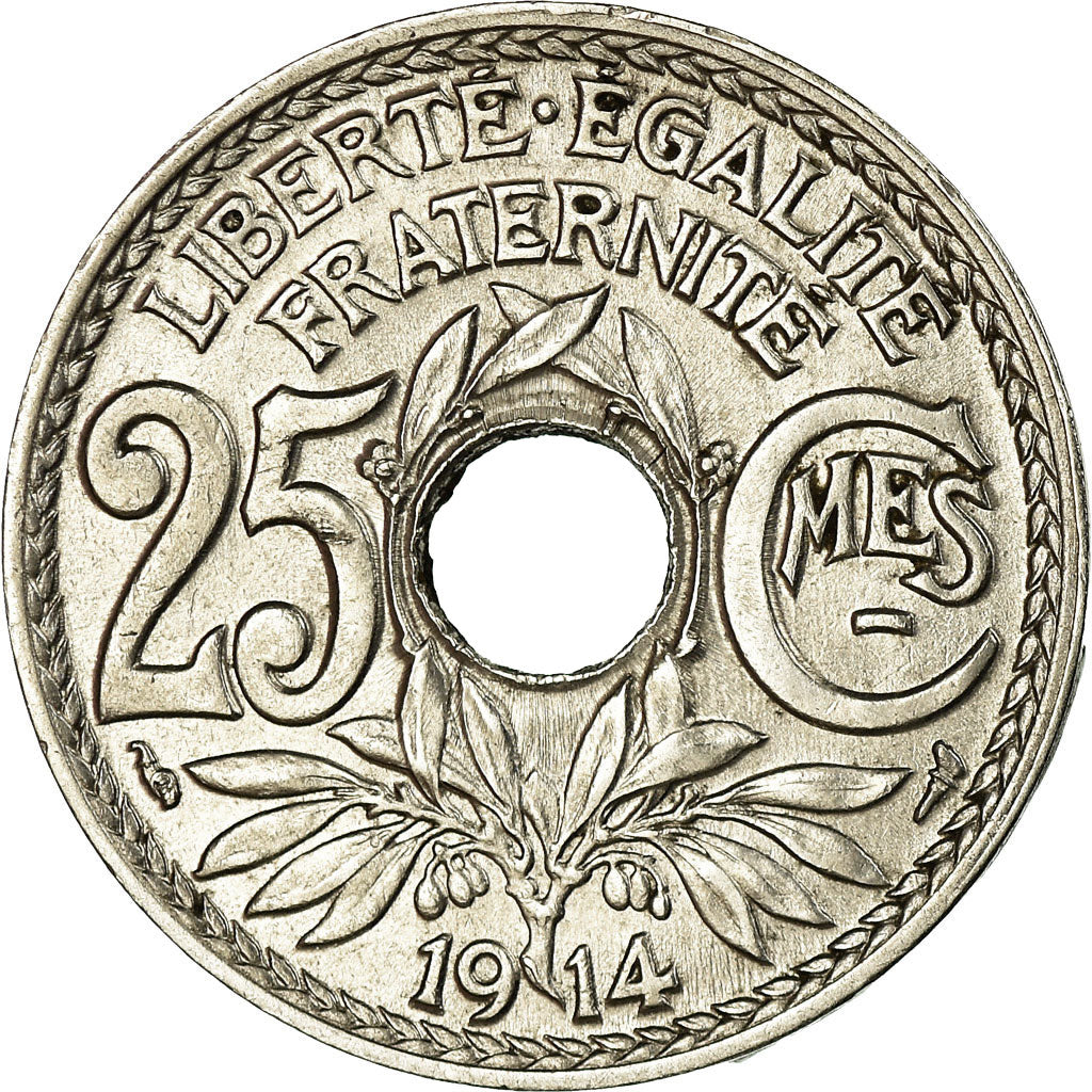 Coin, France, Lindauer, 25 Centimes, 1914, AU(55-58), Nickel, KM:867