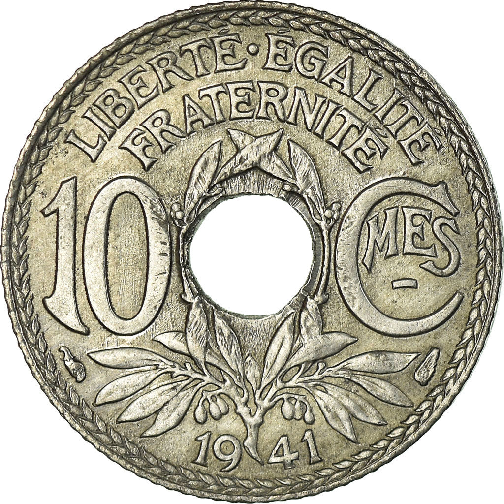 Moneda, Francia, Lindauer, 10 Centimes, 1941, MBC+, Cinc, KM:896, Gadoury:288b