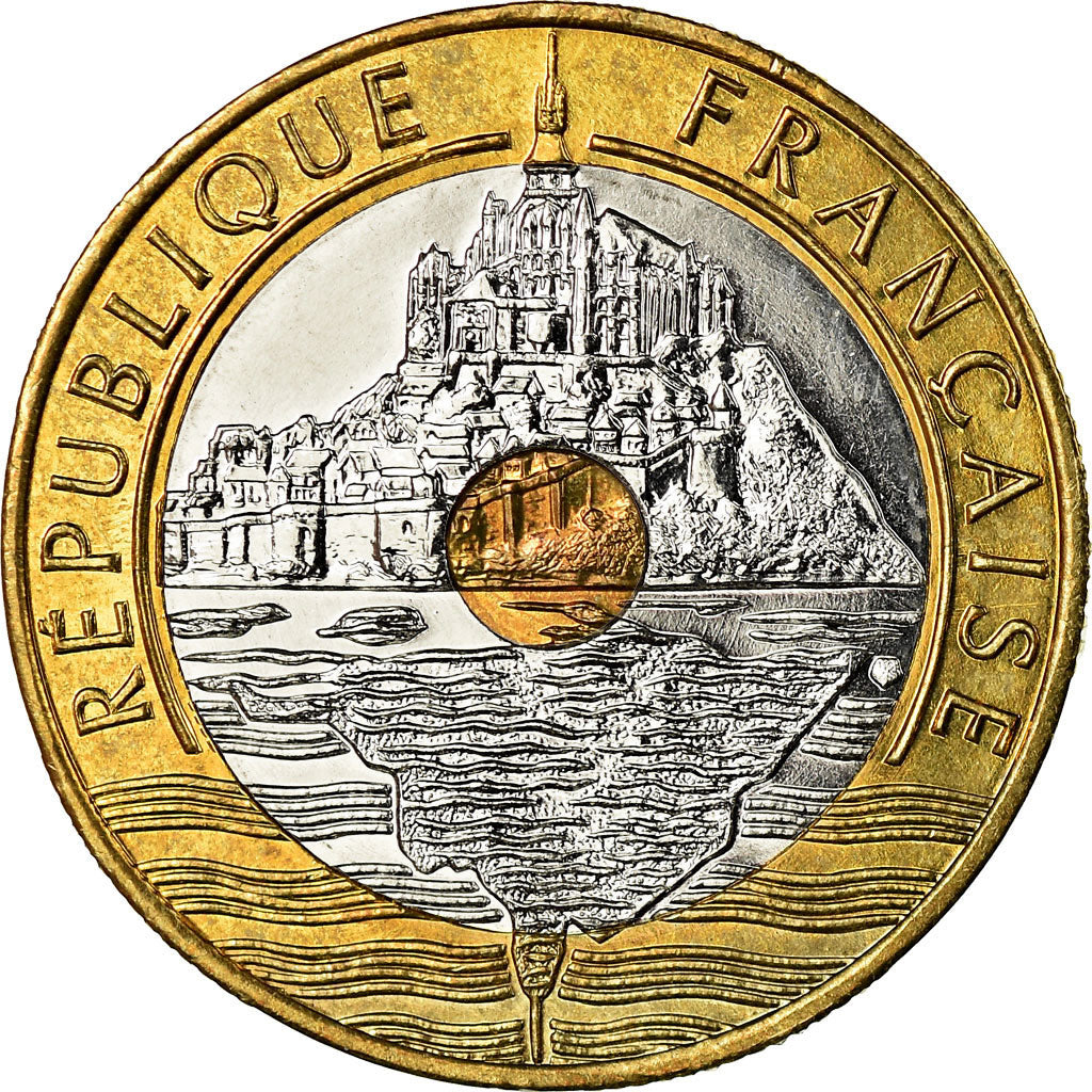 Monnaie, France, Mont Saint Michel, 20 Francs, 2000, BU, FDC, Tri-Metallic