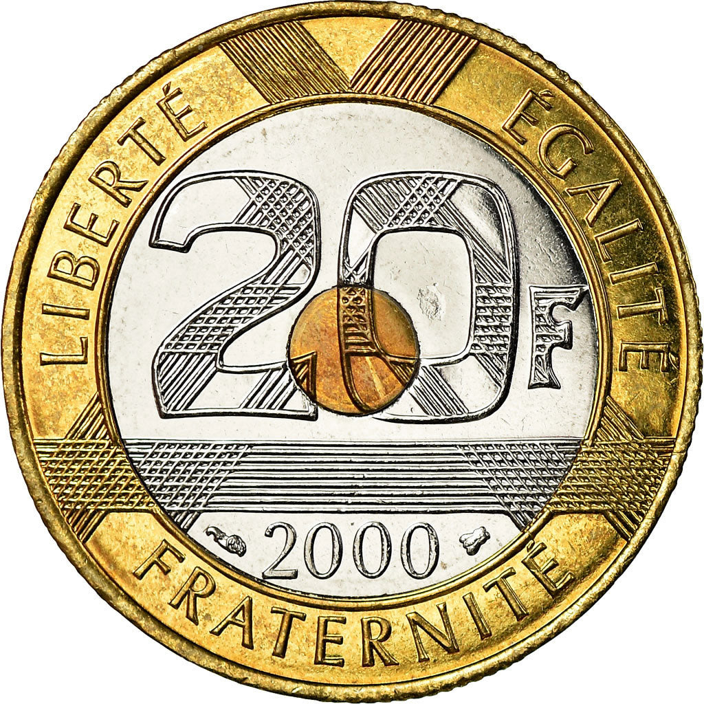 Monnaie, France, Mont Saint Michel, 20 Francs, 2000, BU, FDC, Tri-Metallic