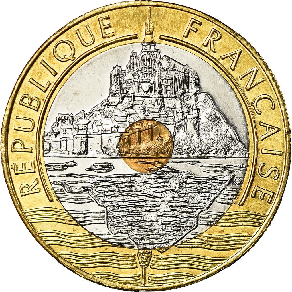 Monnaie, France, Mont Saint Michel, 20 Francs, 2001, BU, FDC, Tri-Metallic
