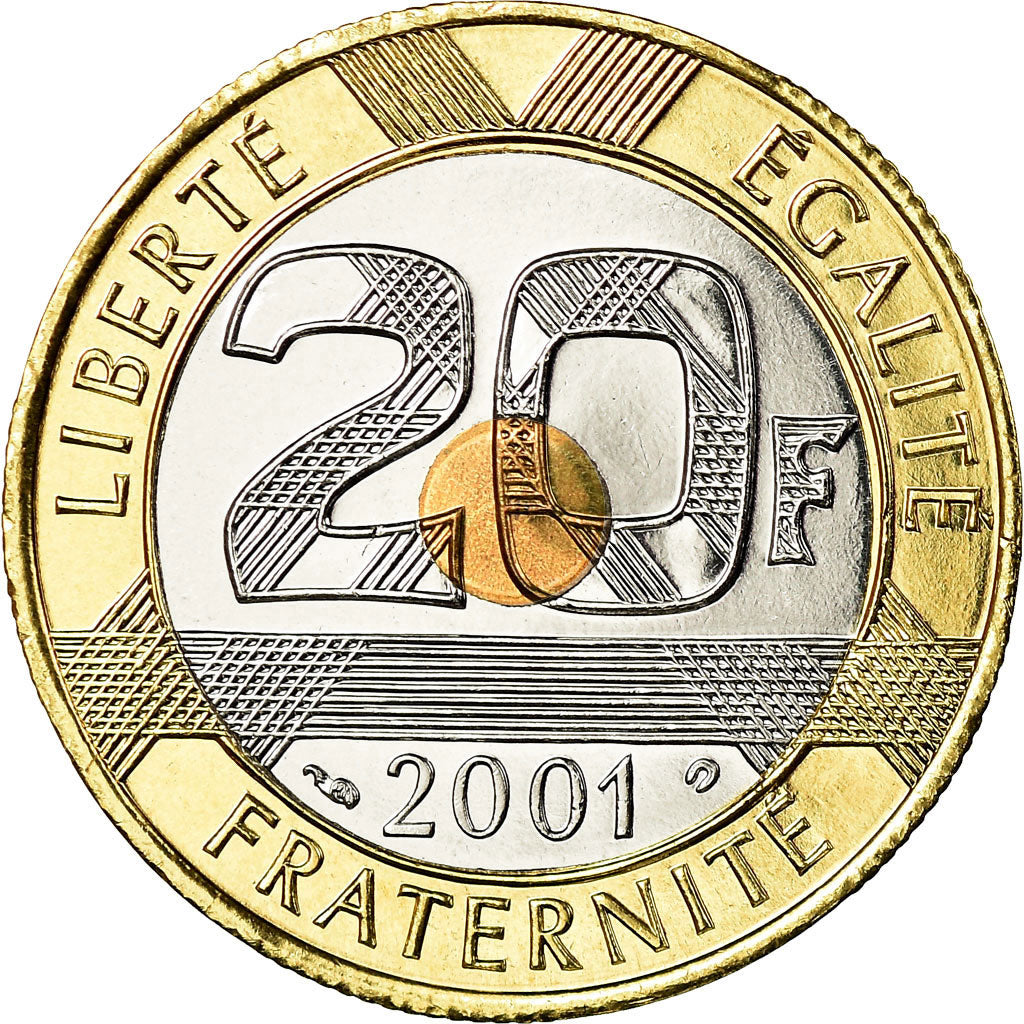 Monnaie, France, Mont Saint Michel, 20 Francs, 2001, BU, FDC, Tri-Metallic