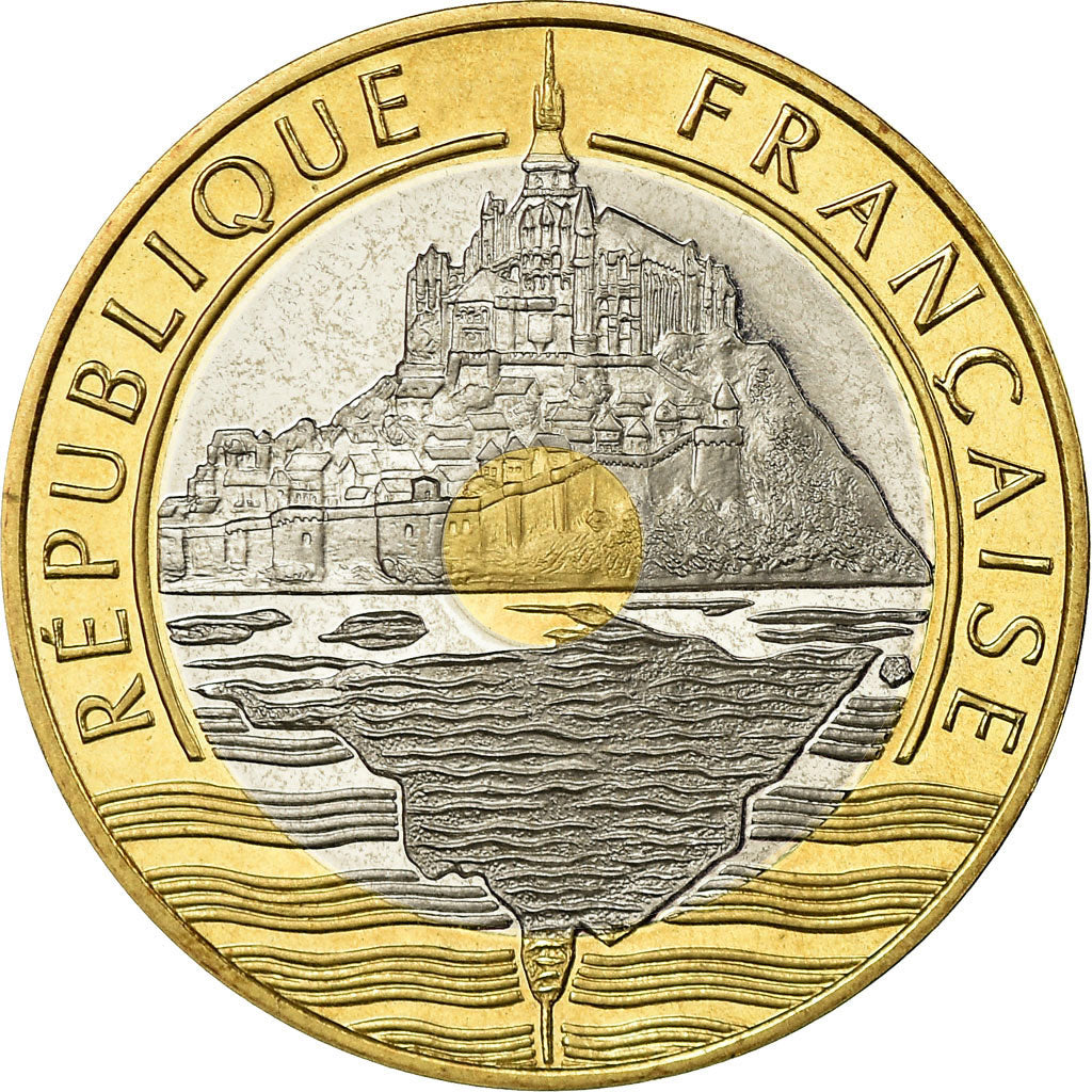 Munten, Frankrijk, Mont Saint Michel, 20 Francs, 1992, BE, FDC, Tri-Metallic