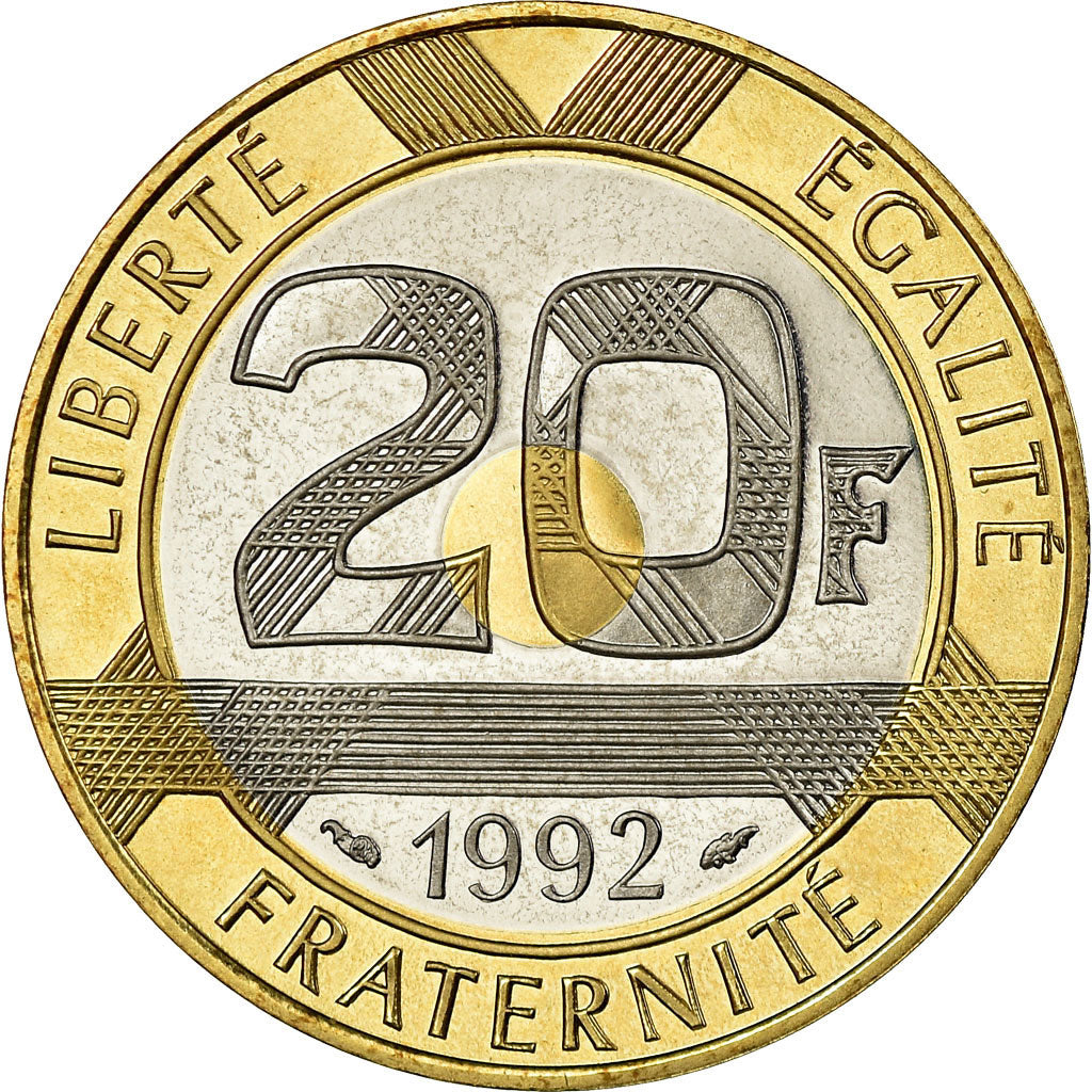 Munten, Frankrijk, Mont Saint Michel, 20 Francs, 1992, BE, FDC, Tri-Metallic