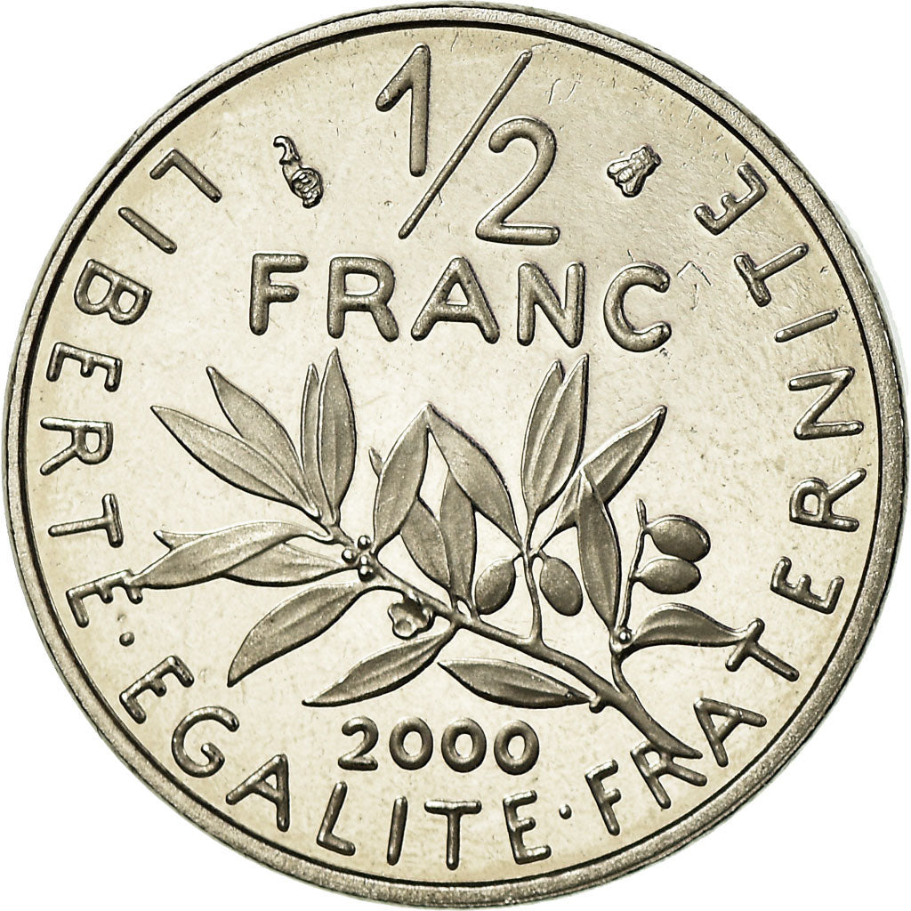 Coin, France, Semeuse, 1/2 Franc, 2000, BE, MS(65-70), Nickel, KM:931.2