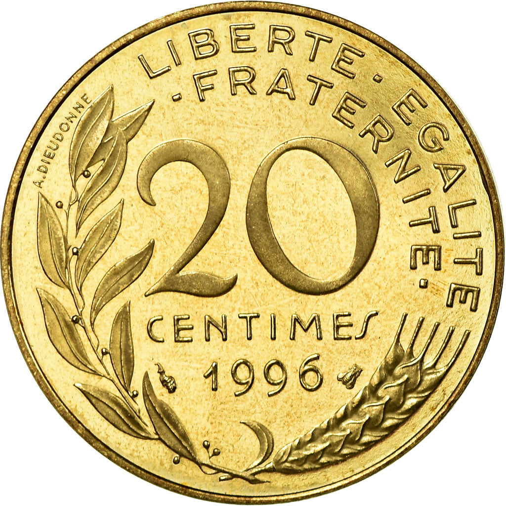 Coin, France, Marianne, 20 Centimes, 1996, Paris, BE, MS(65-70), KM 930