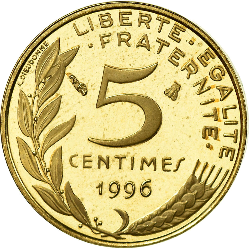 Moneta, Francja, Marianne, 5 Centimes, 1996, Paris, BE, MS(65-70)