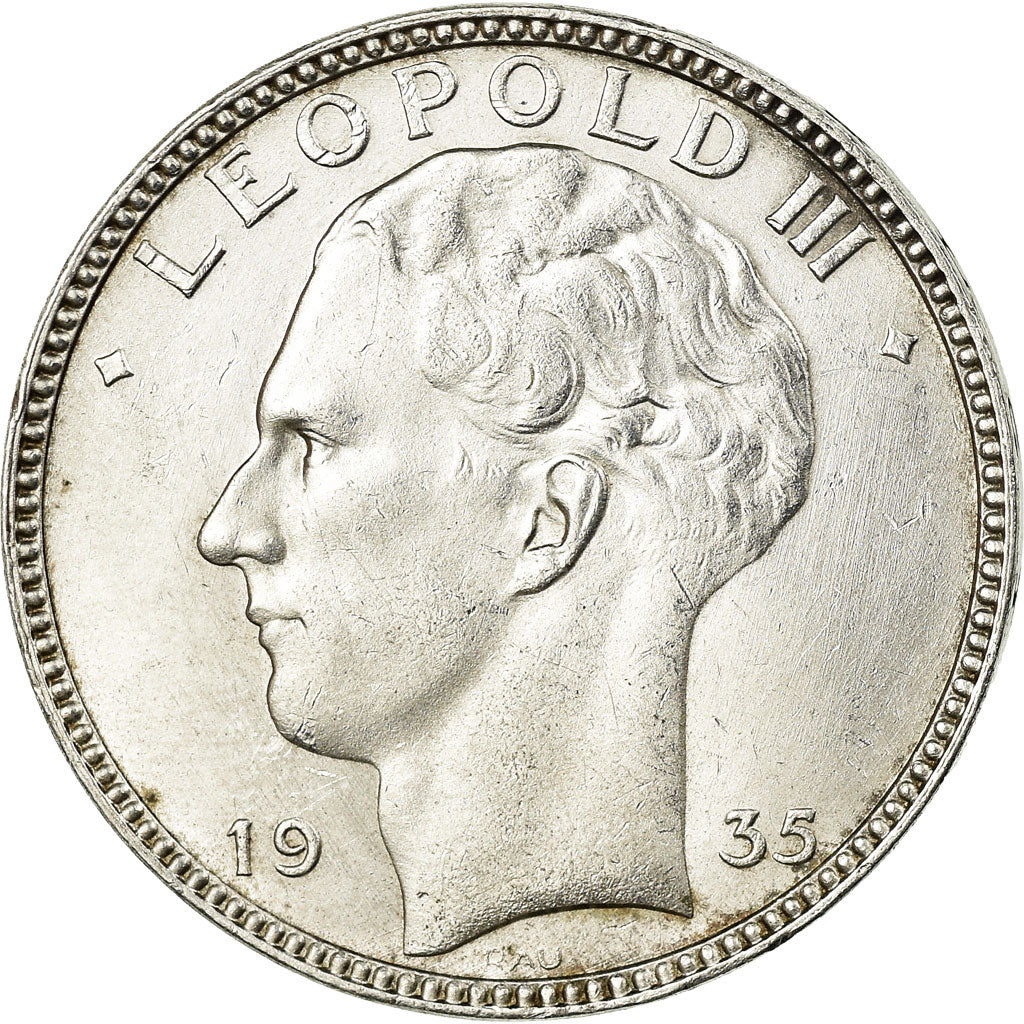 Coin, Belgium, 20 Francs, 20 Frank, 1935, AU(55-58), Silver, KM:105