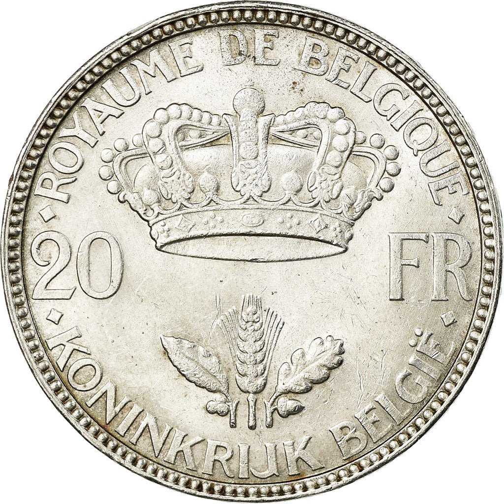 Coin, Belgium, 20 Francs, 20 Frank, 1935, AU(55-58), Silver, KM:105