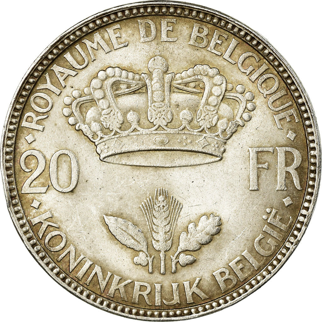 Coin, Belgium, 20 Francs, 20 Frank, 1935, AU(50-53), Silver, KM:105