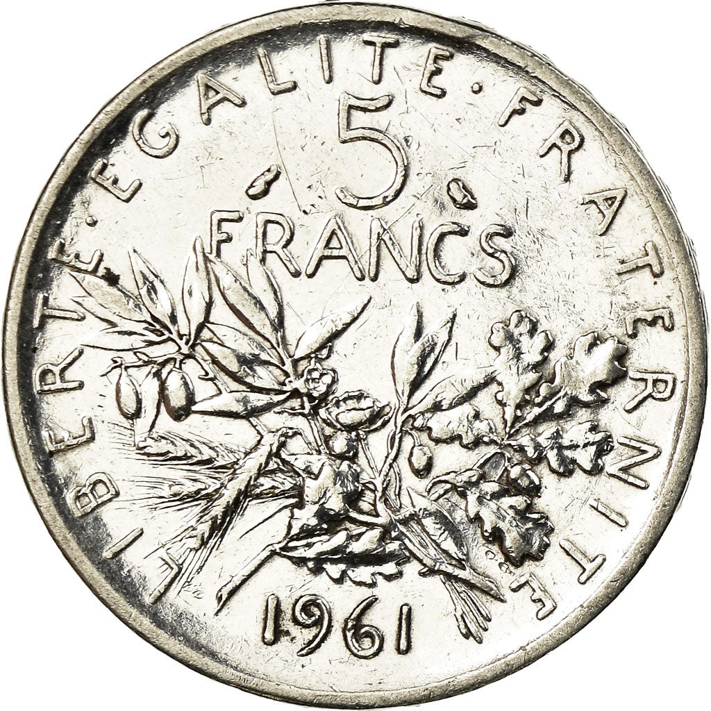 Münze, Frankreich, Semeuse, 5 Francs, 1961, VZ, Silber, KM:926, Gadoury:770
