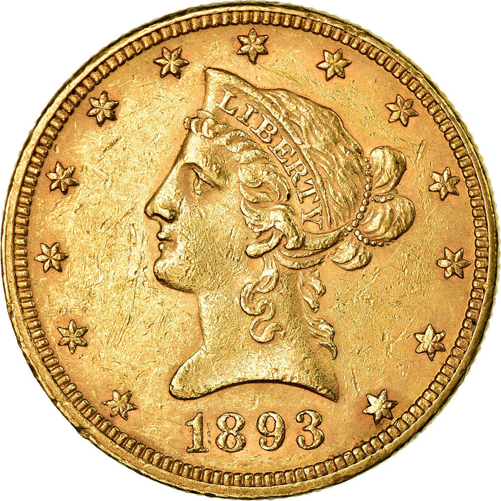 Coin, United States, Coronet Head, $10, 1893,Philadelphia, AU(50-53),Gold,KM 102