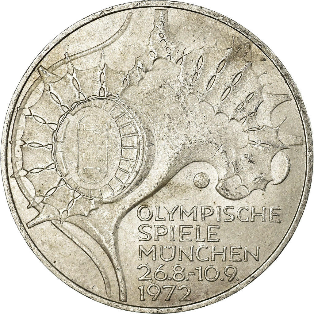 Coin, GERMANY - FEDERAL REPUBLIC, 10 Mark, 1972, Karlsruhe, AU(50-53), Silver