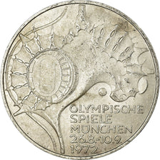 Coin, GERMANY - FEDERAL REPUBLIC, 10 Mark, 1972, Karlsruhe, AU(50-53), Silver
