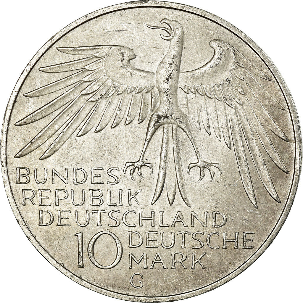 Coin, GERMANY - FEDERAL REPUBLIC, 10 Mark, 1972, Karlsruhe, AU(50-53), Silver