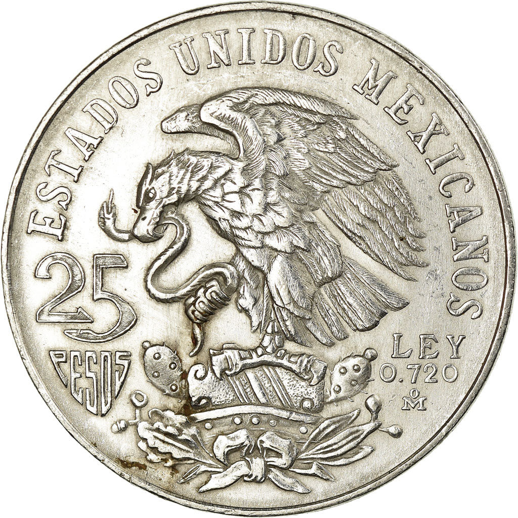Coin, Mexico, 25 Pesos, 1968, Mexico City, AU(50-53), Silver, KM:479.1