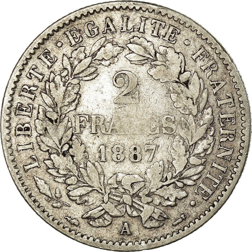 Monnaie, France, Cérès, 2 Francs, 1887, Paris, TB+, Argent, Gadoury:530a