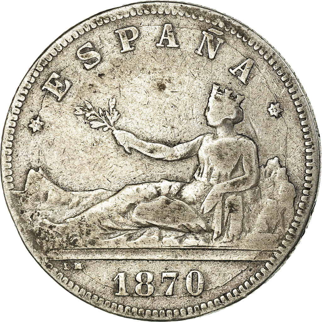 Coin, Spain, Provisional Government, 2 Pesetas, 1870, Madrid, VF(30-35), Silver