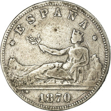 Coin, Spain, Provisional Government, 2 Pesetas, 1870, Madrid, VF(30-35), Silver