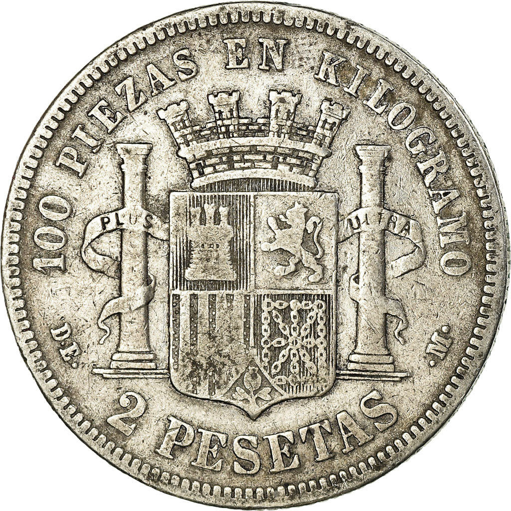 Coin, Spain, Provisional Government, 2 Pesetas, 1870, Madrid, VF(30-35), Silver
