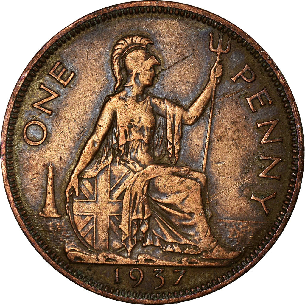 Coin, Great Britain, George VI, Penny, 1937, EF(40-45), Bronze, KM:845